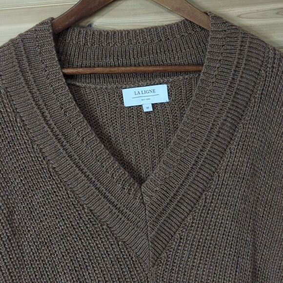 La Ligne Sweater Dress Womens Medium Brown 100% Merino Wool Made in Italy - Picture 2 of 11